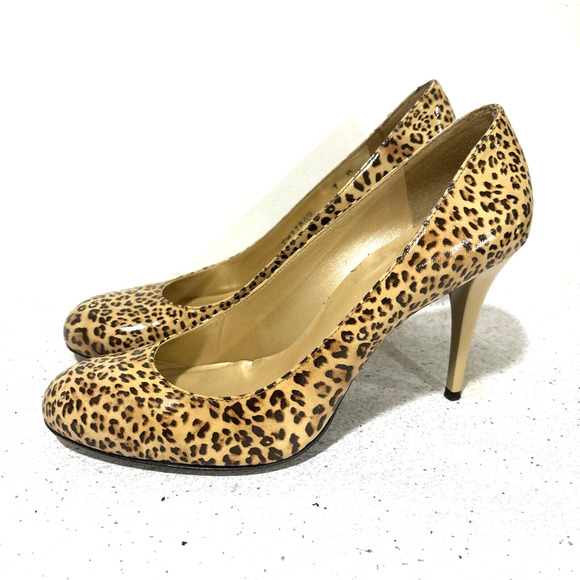 Stuart Weitzman High Heel Pumps Tan Brown Animal Print US 9M Classic Career Shoe - Picture 2 of 11